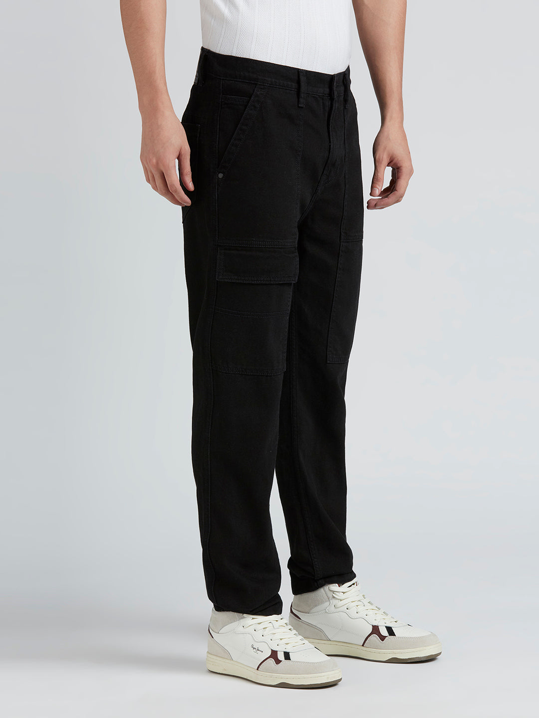 Mens Black Regular Stretchable Jeans