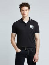 Mens Black Casual Regular Printed Half Sleeves Tshirt