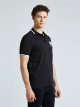 Mens Black Casual Regular Printed Half Sleeves Tshirt