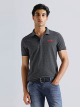 Mens Grey Casual Regular Solid Half Sleeves Tshirt