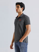 Mens Grey Casual Regular Solid Half Sleeves Tshirt