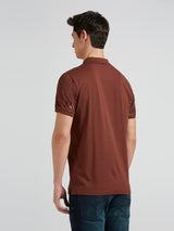 Mens Brown Casual Regular Printed Half Sleeves Polo Tshirt