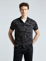 Mens Black Casual Regular Printed Half Sleeves Tshirt