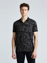 Mens Black Casual Regular Printed Half Sleeves Tshirt