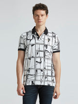 Mens Black Casual Regular Printed Half Sleeves Tshirt
