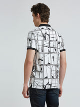 Mens Black Casual Regular Printed Half Sleeves Tshirt