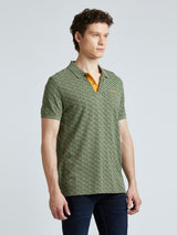 Mens Green Casual Regular Printed Half Sleeves Tshirt