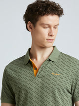 Mens Green Casual Regular Printed Half Sleeves Tshirt