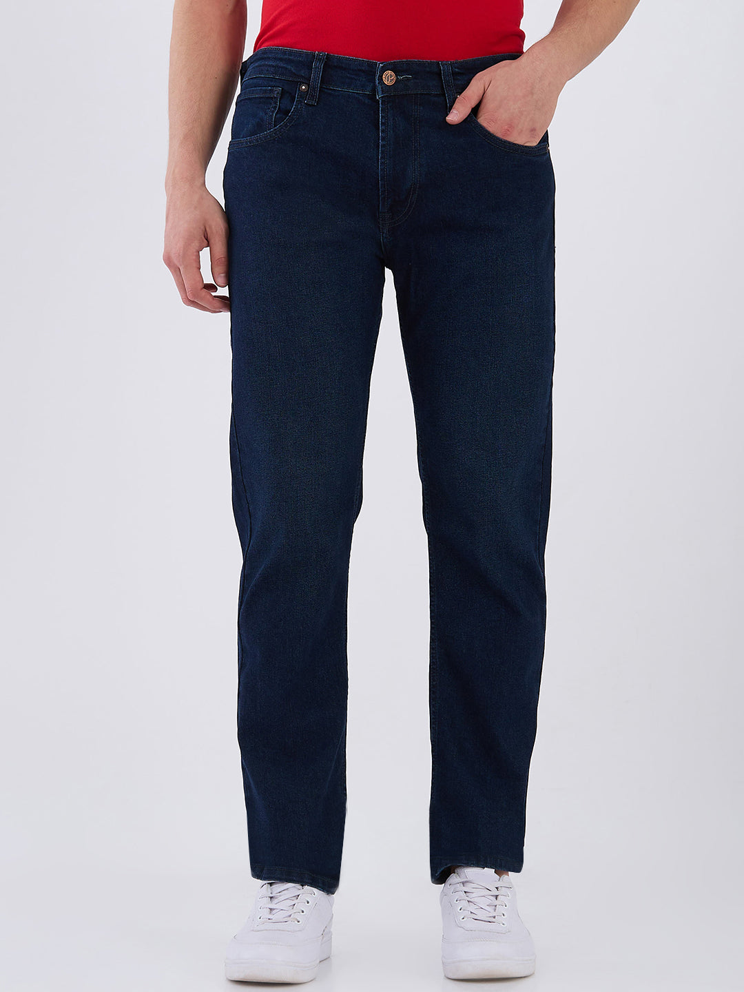 Mens Blue Casual Straight Fit Jeans