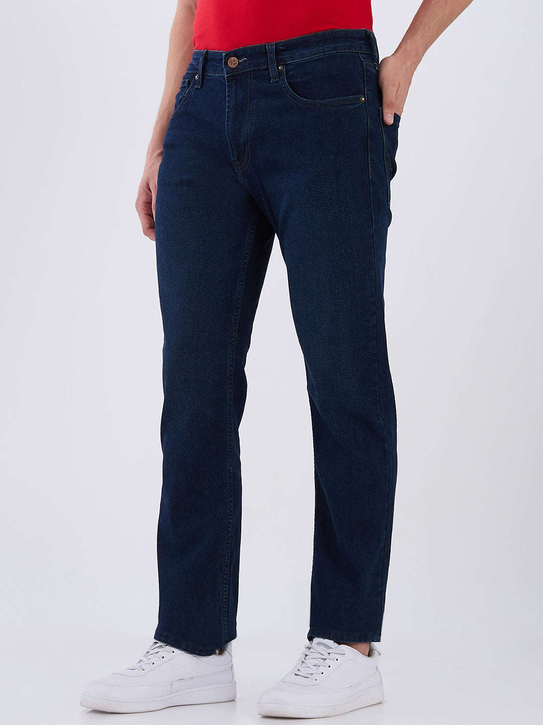Mens Blue Casual Straight Fit Jeans