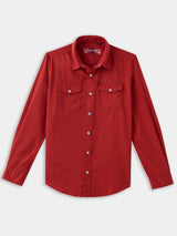 Boys Red Casual Full Sleeves Solid Regular Shirt