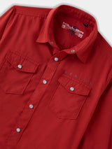 Boys Red Casual Full Sleeves Solid Regular Shirt