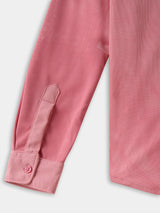 Boys Peach Casual Full Sleeves Printed Knitted Shirt