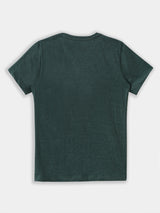 Boys Green Casual Slim Fit Graphic Half Sleeves Tshirt