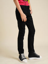 Boys Black Casual Tapered Fit Jeans