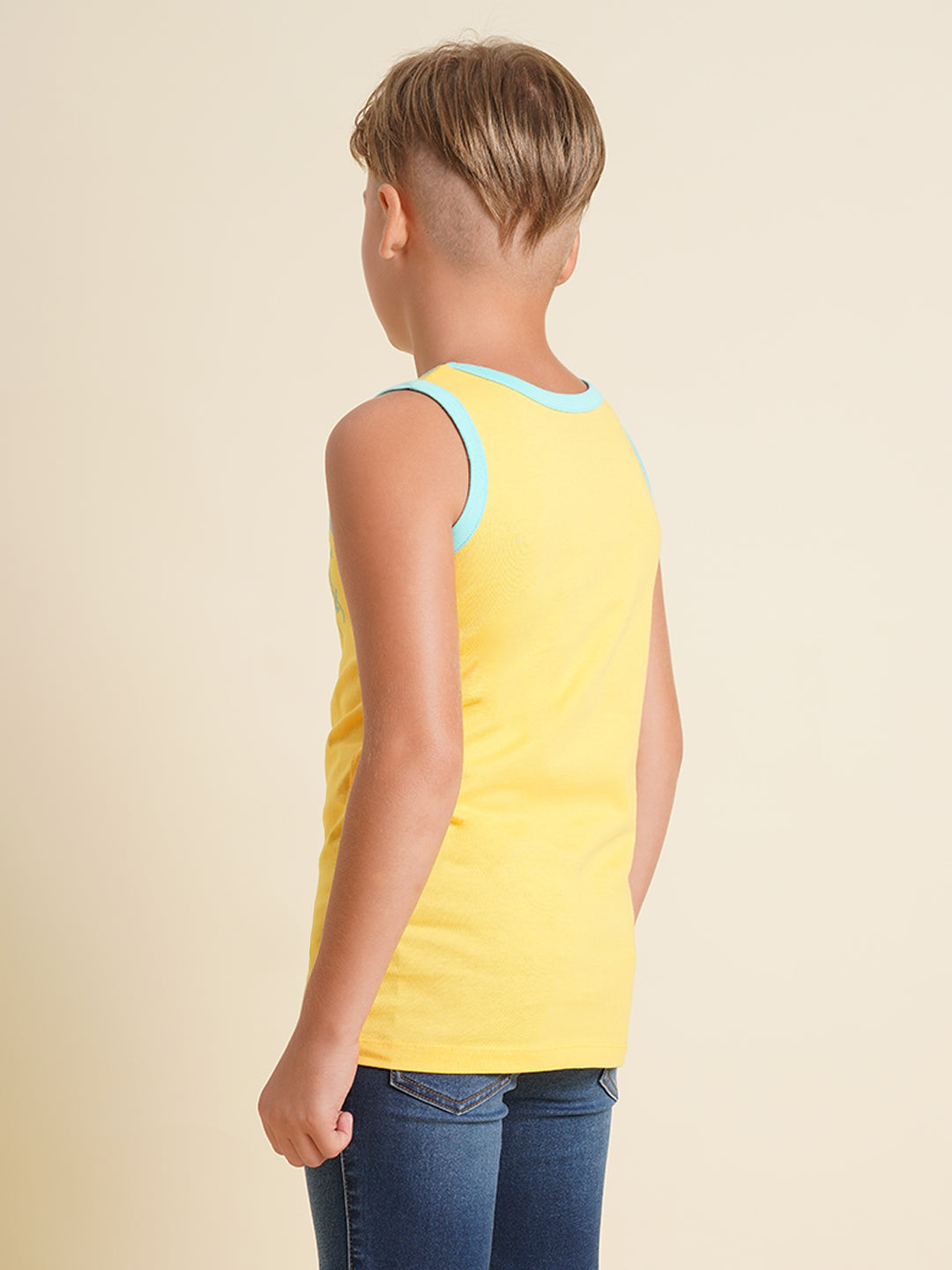 Boys Yellow Casual Regular Fit Tank