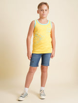 Boys Yellow Casual Regular Fit Tank