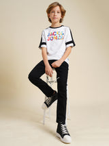 Boys White Casual Oversized Fit Tshirt