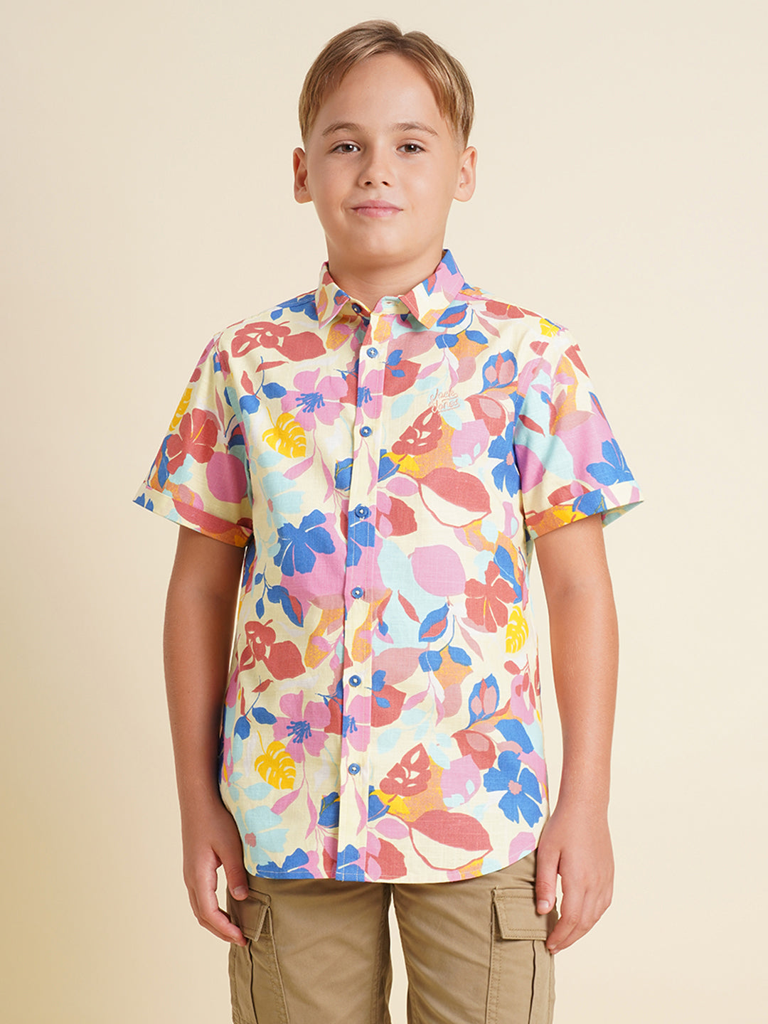 Boys Yellow Casual Regular Fit Shirt