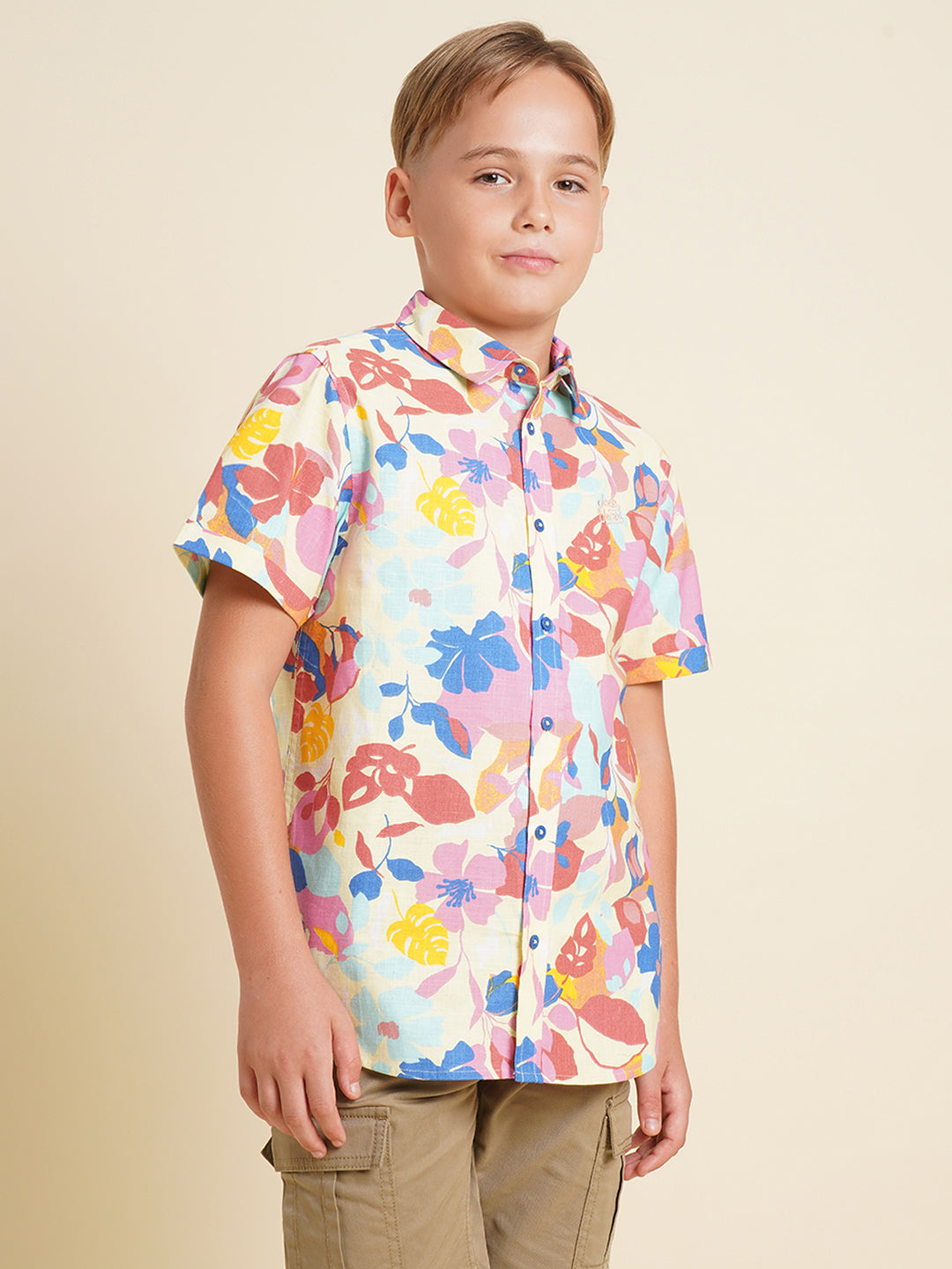 Boys Yellow Casual Regular Fit Shirt
