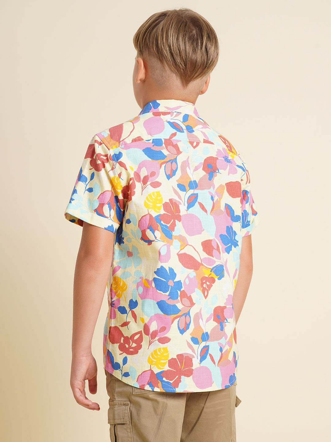 Boys Yellow Casual Regular Fit Shirt