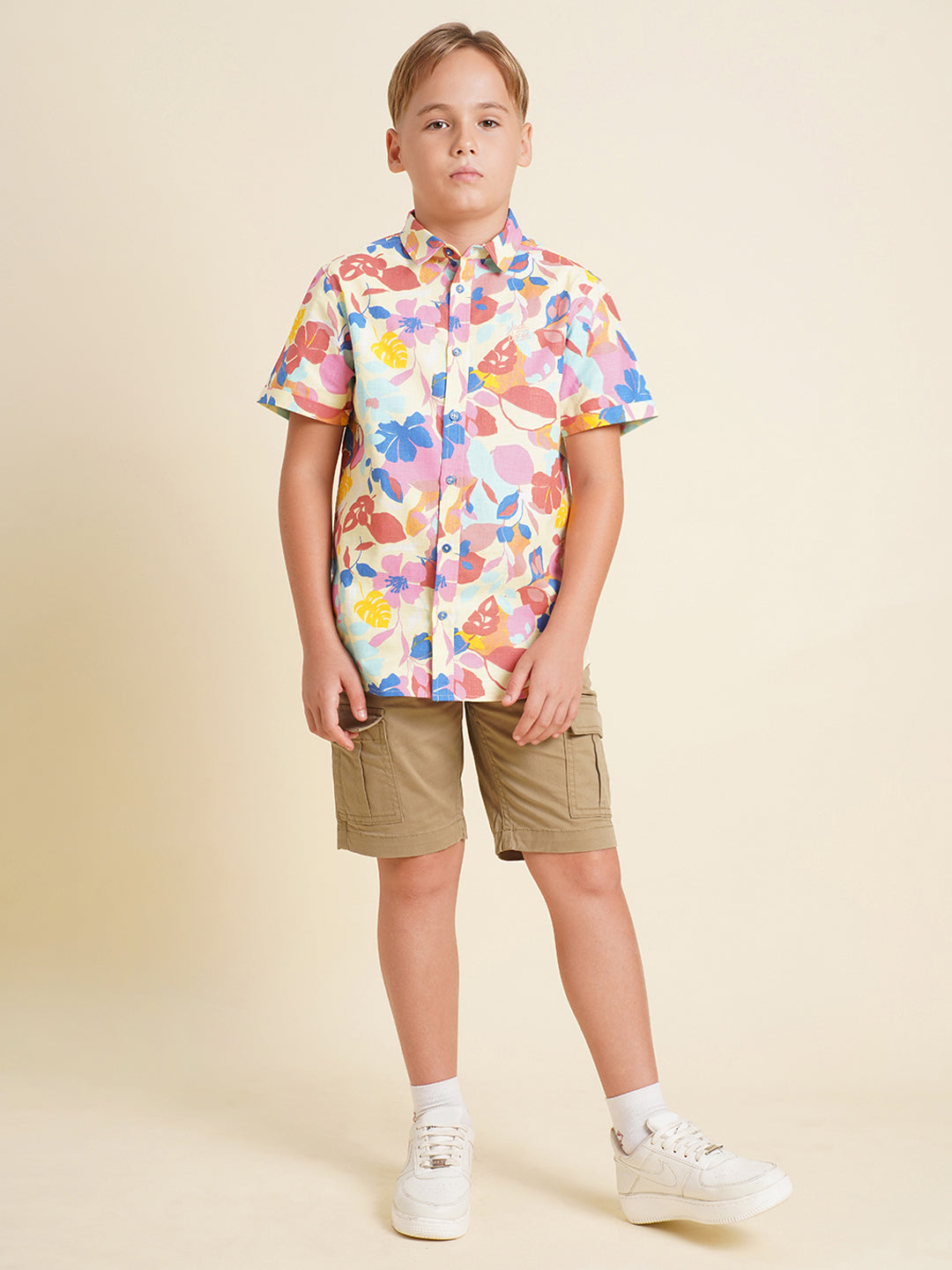 Boys Yellow Casual Regular Fit Shirt