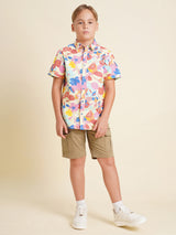 Boys Yellow Casual Regular Fit Shirt