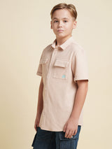 Boys Pink Casual Regular Fit Shirt