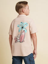Boys Pink Casual Regular Fit Shirt