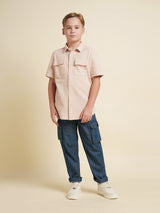 Boys Pink Casual Regular Fit Shirt