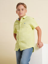 Boys Green Casual Regular Fit Shirt