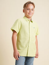 Boys Green Casual Regular Fit Shirt