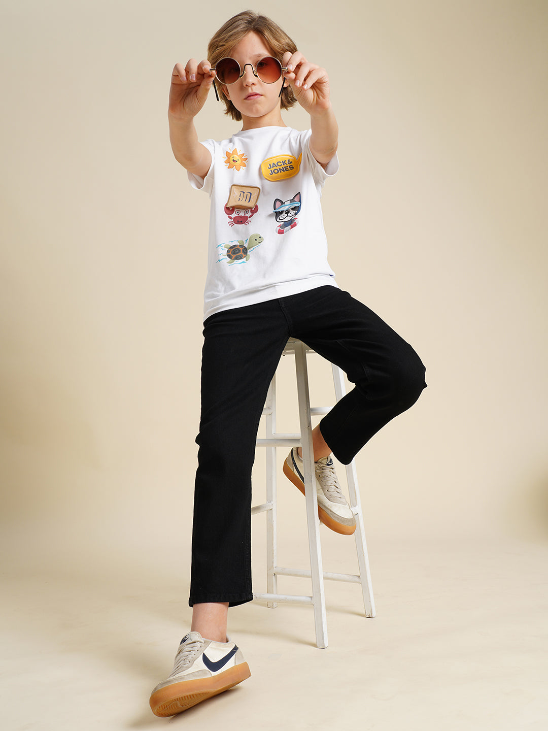 Boys Black Casual Regular Fit Jeans