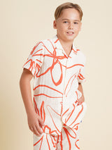 Boys White Casual Regular Fit Shirt
