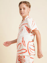 Boys White Casual Regular Fit Shirt