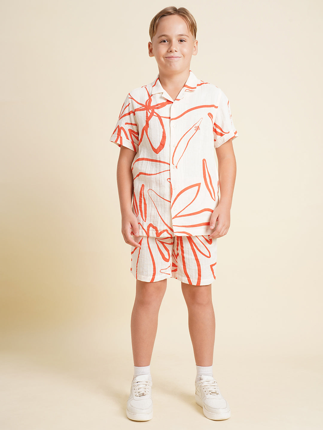 Boys White Casual Regular Fit Shirt