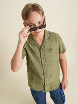 Boys Olive Casual Regular Fit Shirt