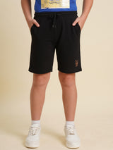 Boys Black Casual Regular Fit Shorts