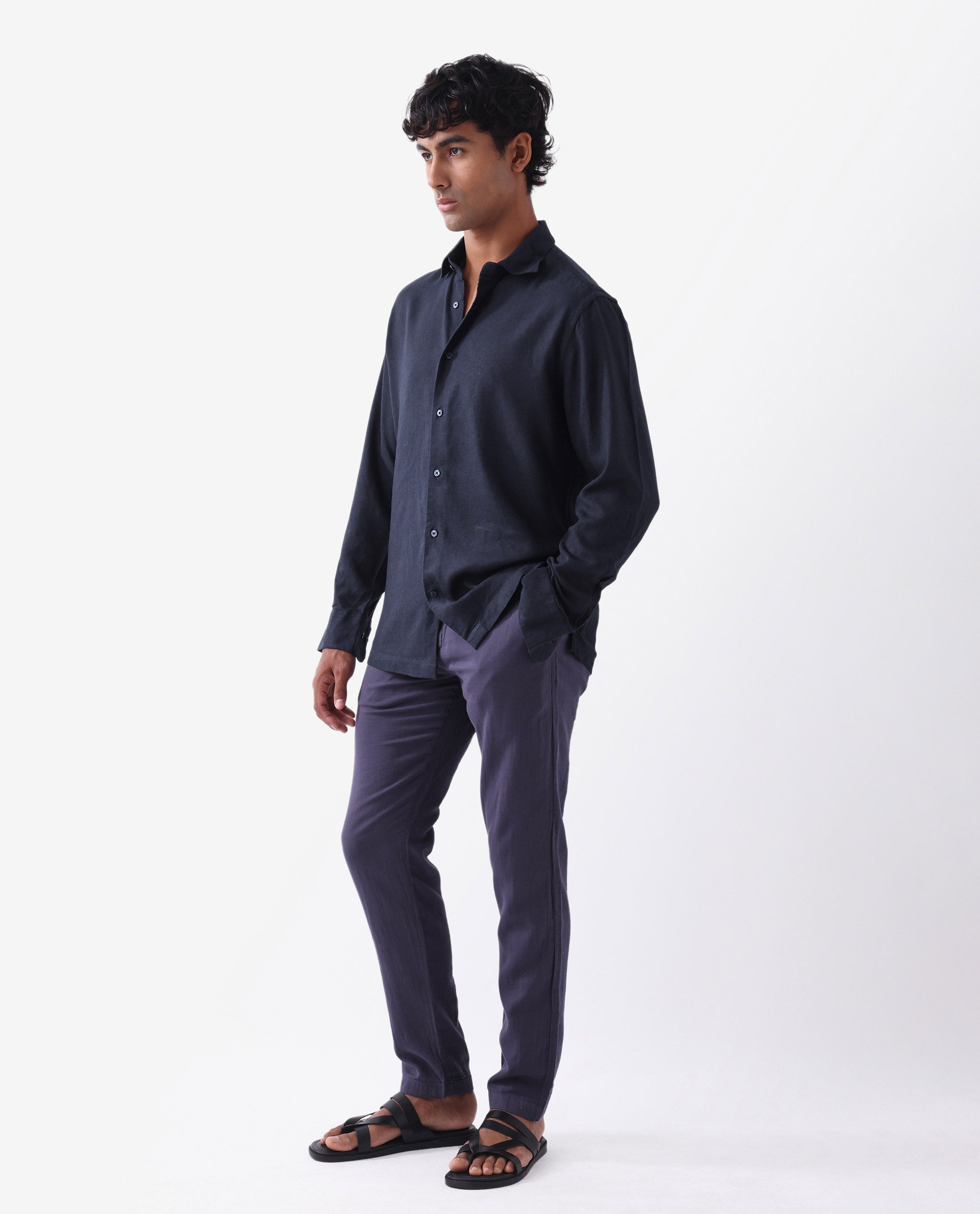 Men's Purple Casual Regular Fit Solid Trouser