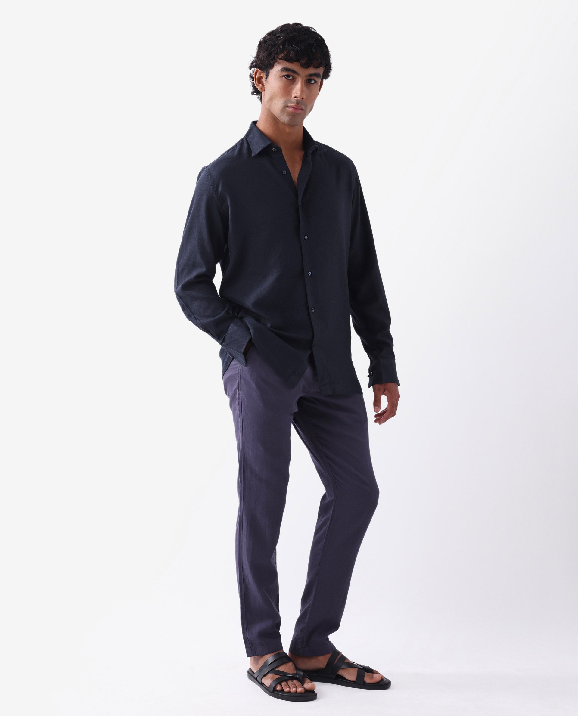 Men's Purple Casual Regular Fit Solid Trouser
