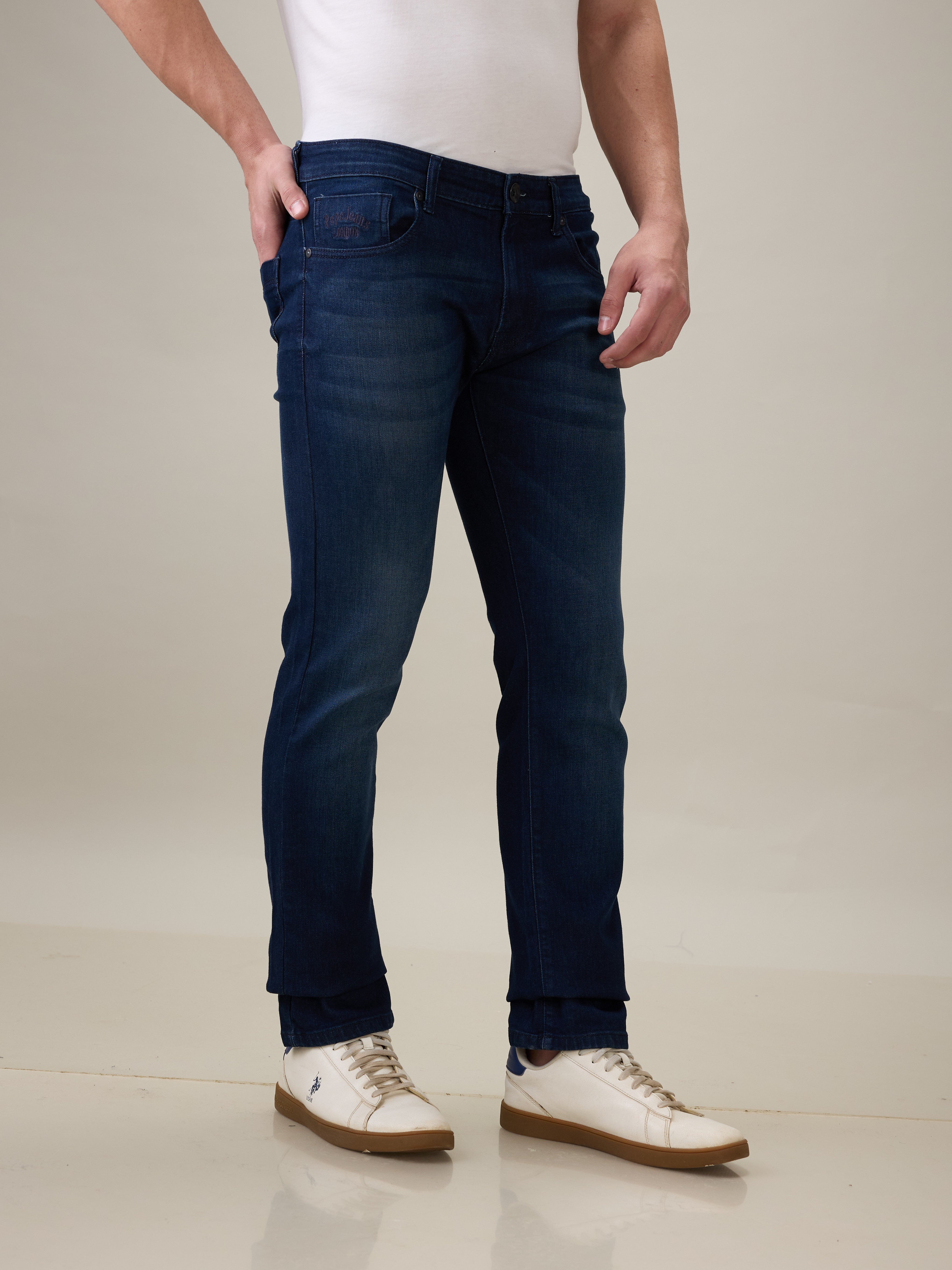 Mens Blue Casual Slim Fit Jeans