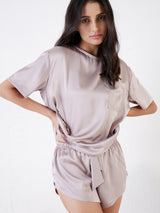 Women's Beige Everyday Regular Fit Solid Half Sleeves Night Suits