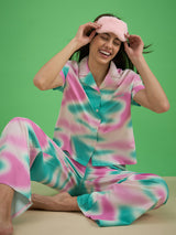 Women's Multicolor Everyday Regular Fit Printed Half Sleeves Night Suits