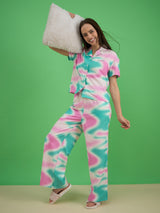 Women's Multicolor Everyday Regular Fit Printed Half Sleeves Night Suits