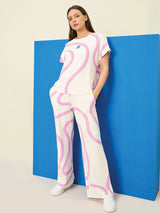 Women's White Everyday Regular Fit Printed Half Sleeves Co-ord Set