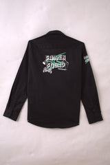 Boys Black Casual Full Sleeves Graphic Twill Shirt