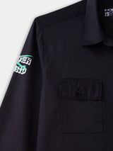 Boys Black Casual Full Sleeves Graphic Twill Shirt