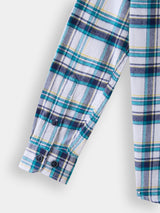 Boys White Casual Full Sleeves Checked Twill Shirt
