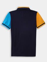 Boys Navy Casual Slim Fit Solid Half Sleeves Polo Tshirt