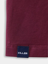 Boys Maroon Casual Slim Fit Graphic Half Sleeves Tshirt